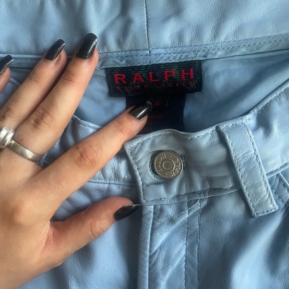 VNTG LOVERS Rare Vintage baby blue Ralph Lauren leather jeans - Picture 2 of 4